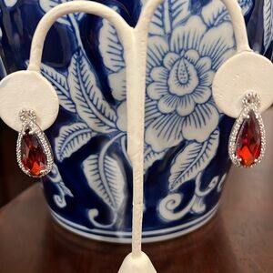 Ruby Quartz Sterling Silver CZ Earrings